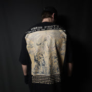 Anime-inspired apparel featuring bold back artwork, worn by a model in a dark studio setting – from a South African anime clothing brand.
