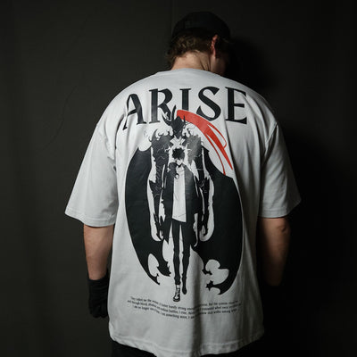 Anime-inspired apparel featuring bold back artwork, worn by a model in a dark studio setting – from a South African anime clothing brand.